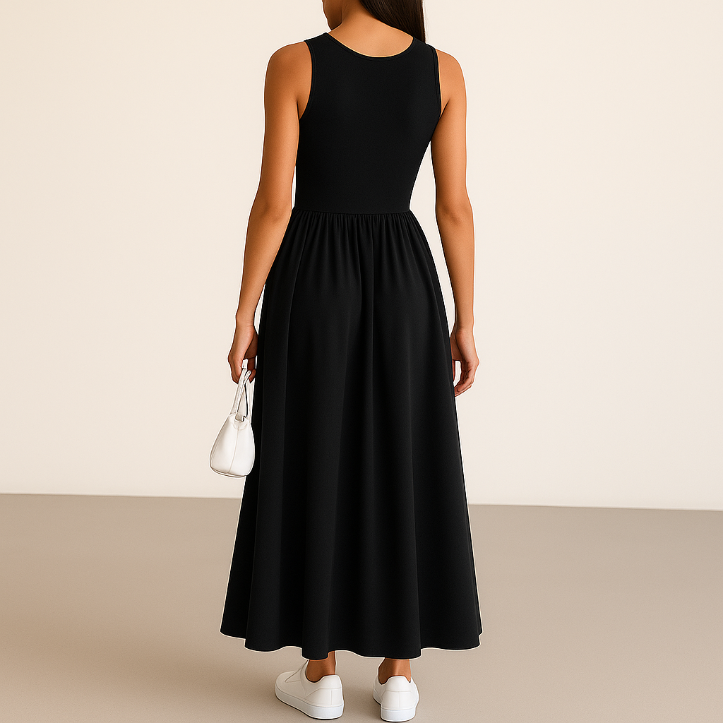 Jade – Comfortabele Lange Jurk met Ronde Hals