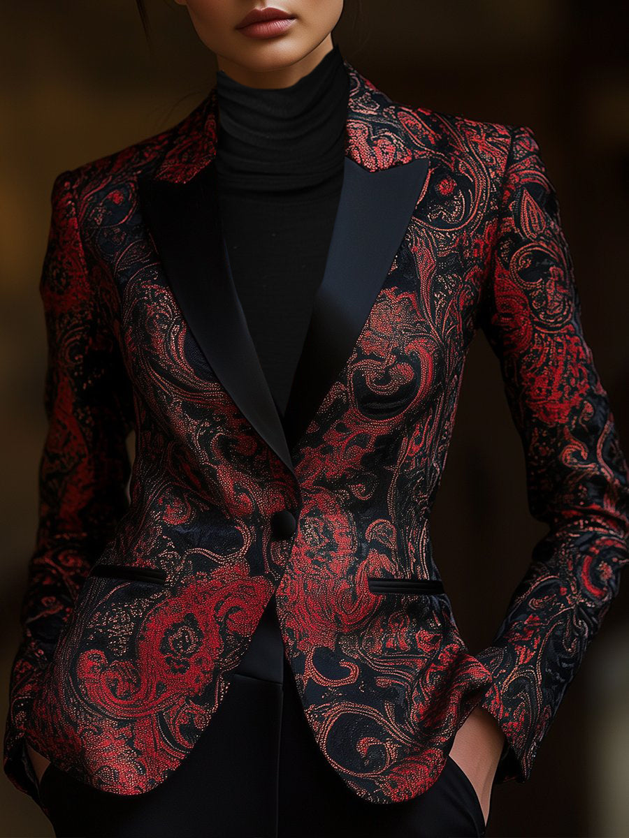 Fleur | Satijnen Paisley Blazer voor Dames