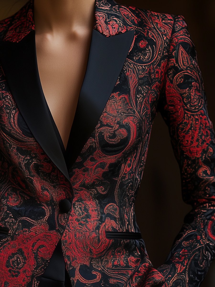 Fleur | Satijnen Paisley Blazer voor Dames