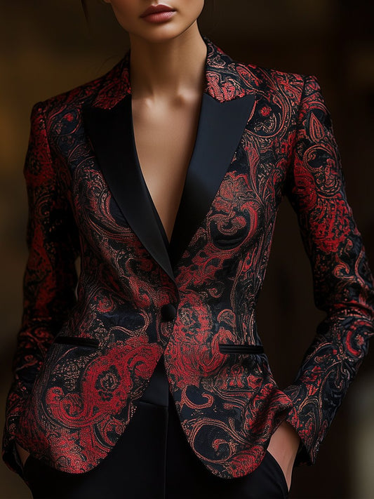Fleur | Satijnen Paisley Blazer voor Dames