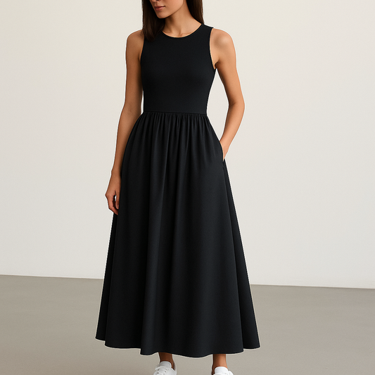 Jade – Comfortabele Lange Jurk met Ronde Hals