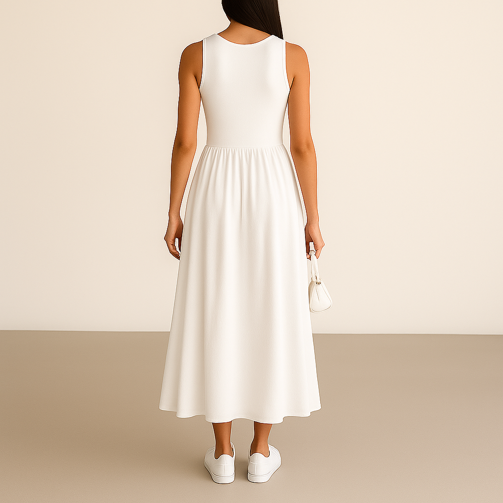 Jade – Comfortabele Lange Jurk met Ronde Hals